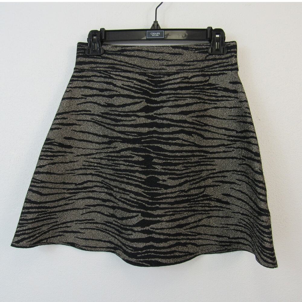 A.L.C. Small Alonso Metallic Tiger Print Mini Skirt Gold Black Skater Skirt